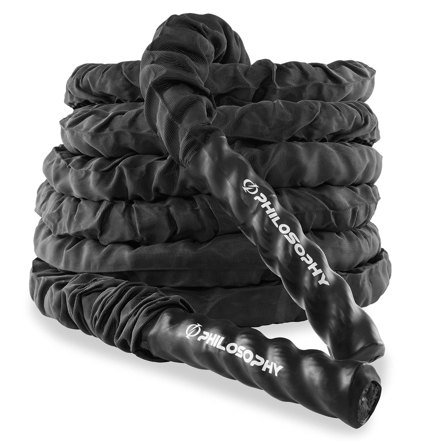 Philosophy Gym 40 Foot Exercise Battle Rope 1.5 Inch Diameter with Cover and Anchor Kit