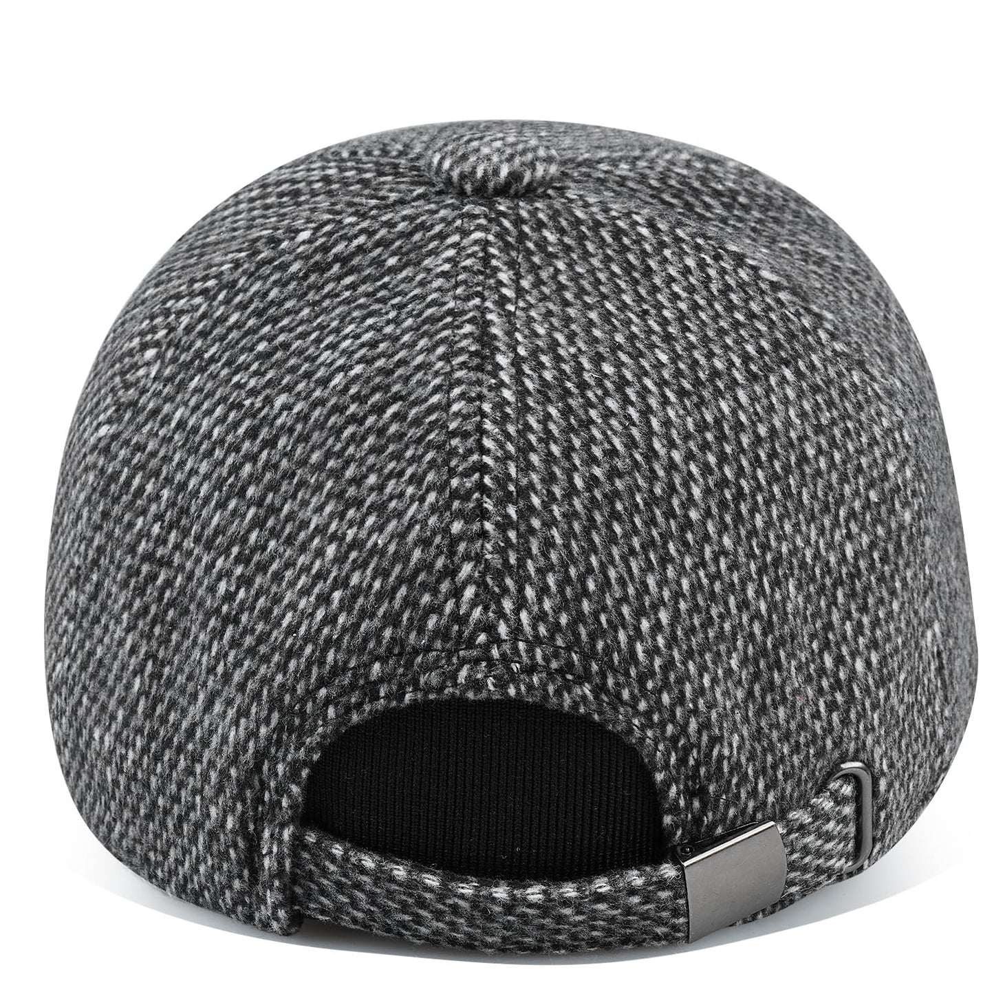 Clakllie Men's Winter Warm Woolen Peaked Baseball Cap Hat with Earmuffs Metal Buckle Unisex Fitted Hats Dad Hats,Gray-1