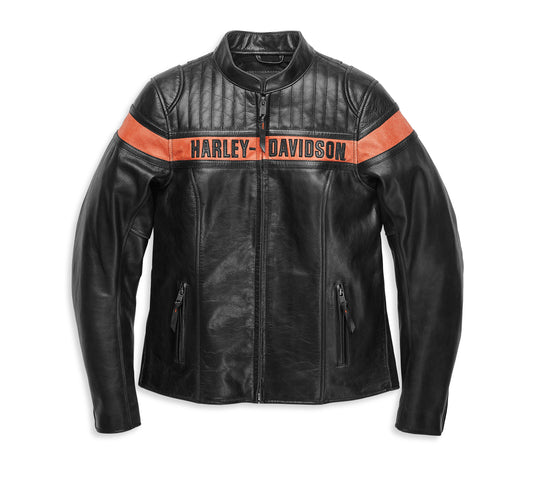 Harley Davidson Women's Victory Sweep Leather Riding Jacket