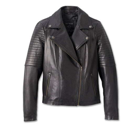 Harley Davidson Women's Classic Biker Debossed Leather Jacket