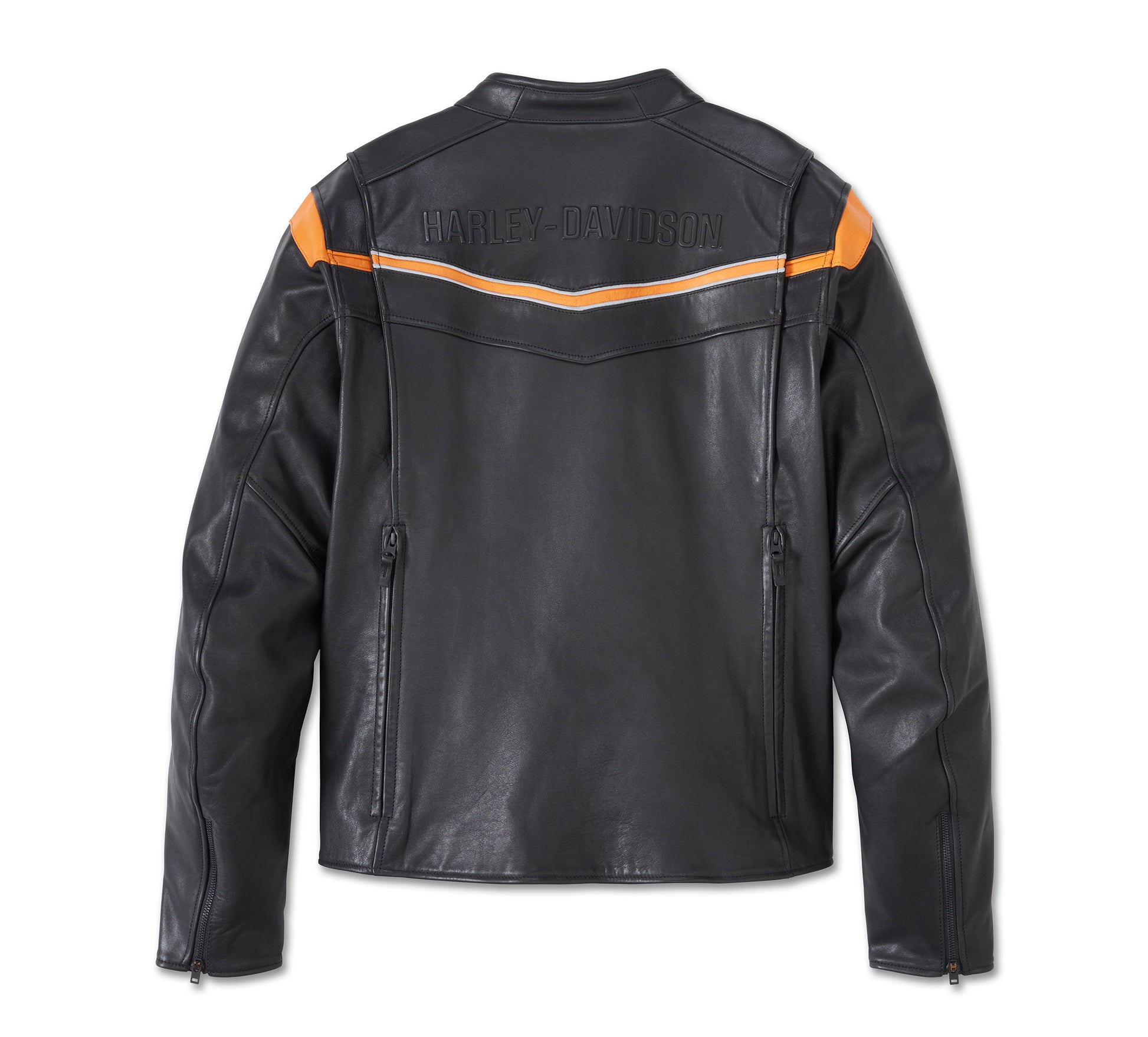 Harley Davidson Men's Capitol Triple Vent System 2.0 Leather Jacket - Harley Black & Harley Orange