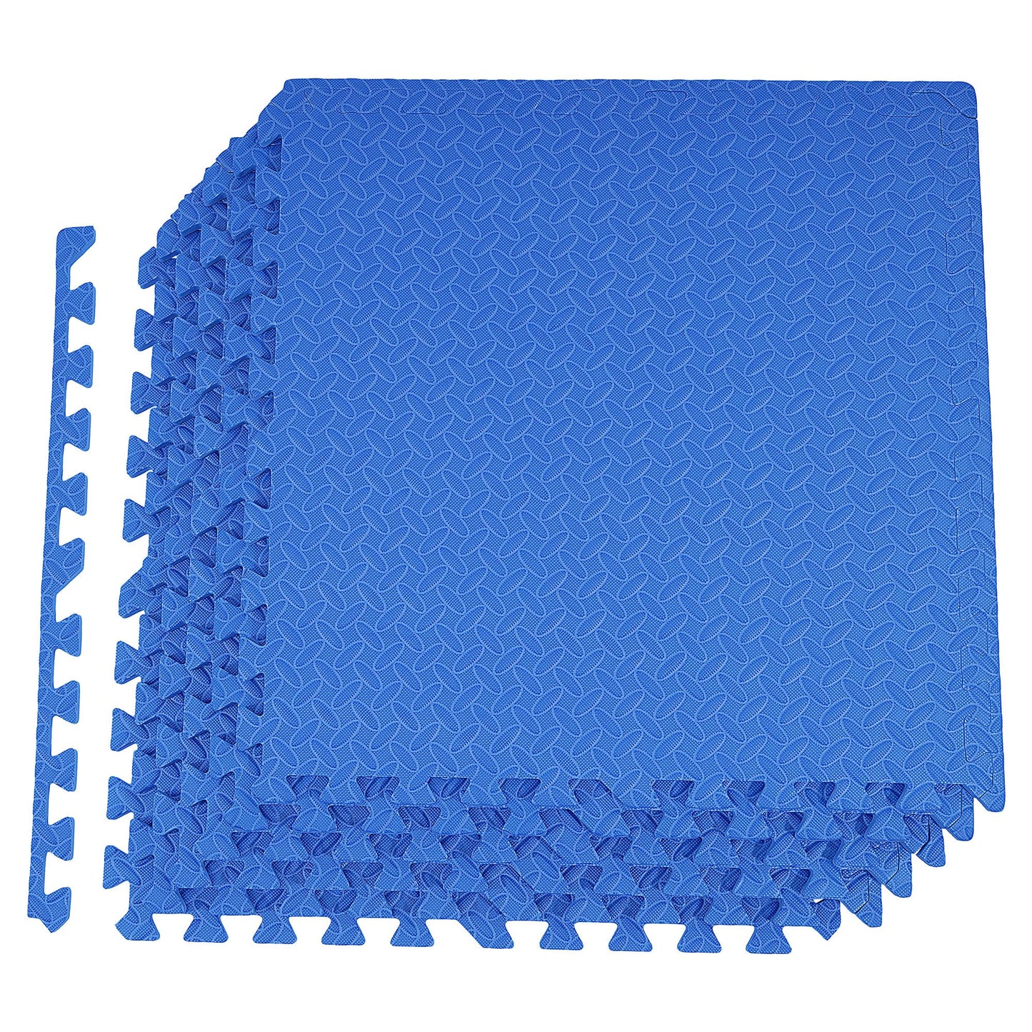 Signature Fitness Puzzle Exercise Mat with EVA Foam Interlocking Tiles, Blue, 3/4” Thick, 6 Tiles, 24 Sq Ft