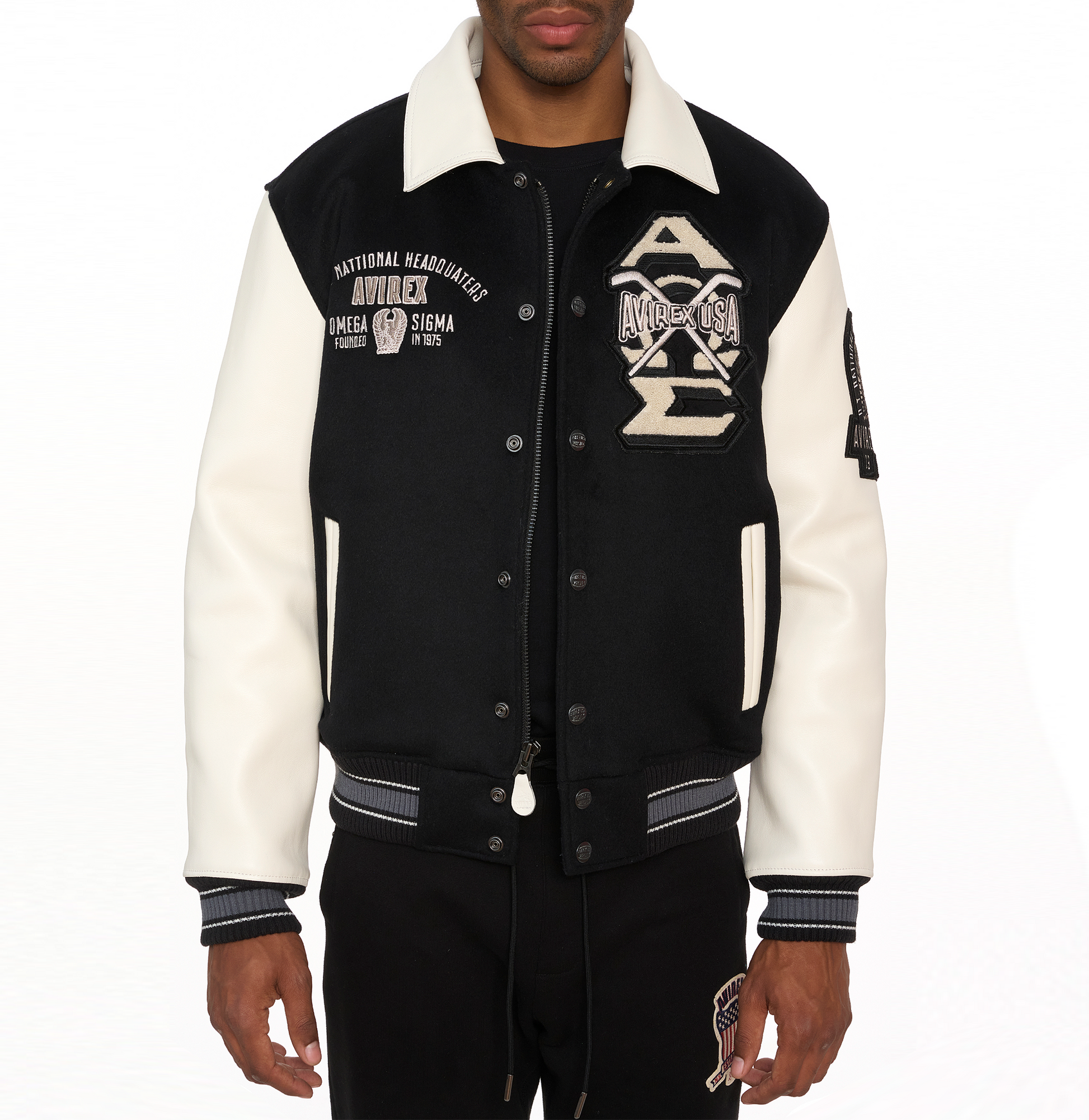 AVIREX OMEGA WOOL-LEATHER JACKET