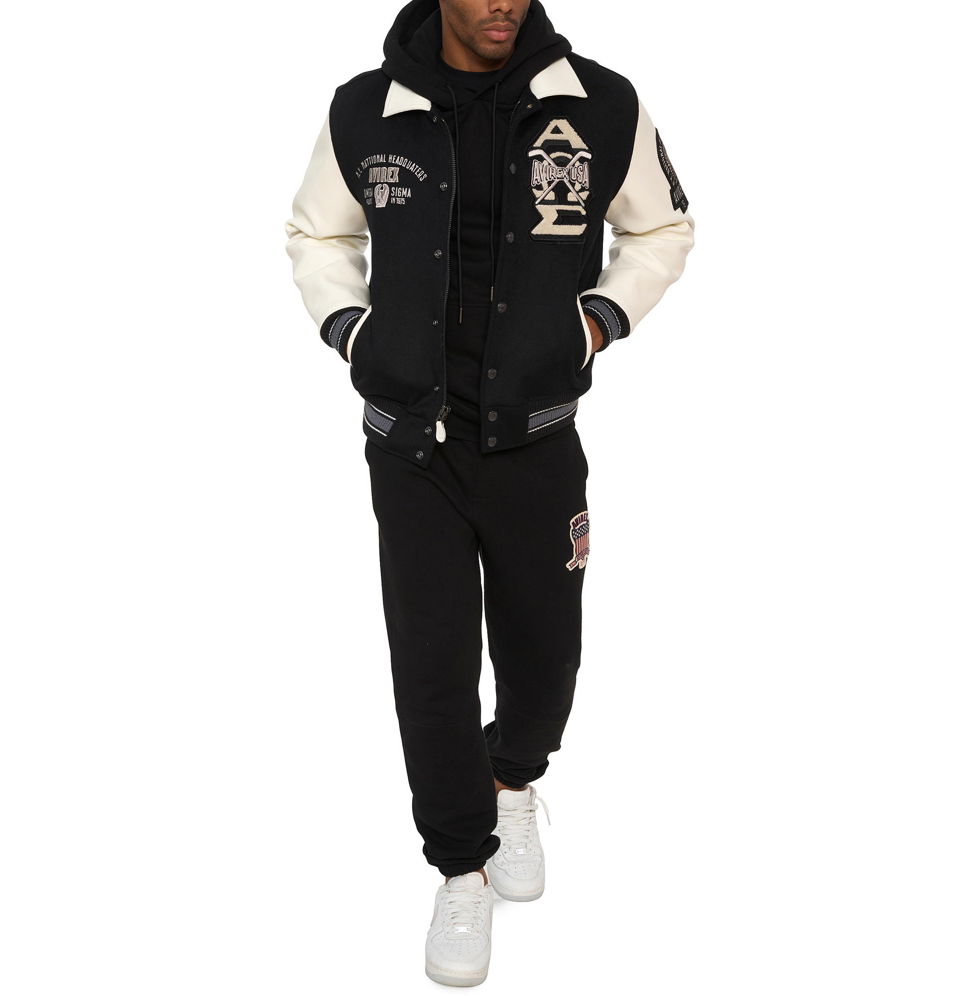 AVIREX OMEGA WOOL-LEATHER JACKET