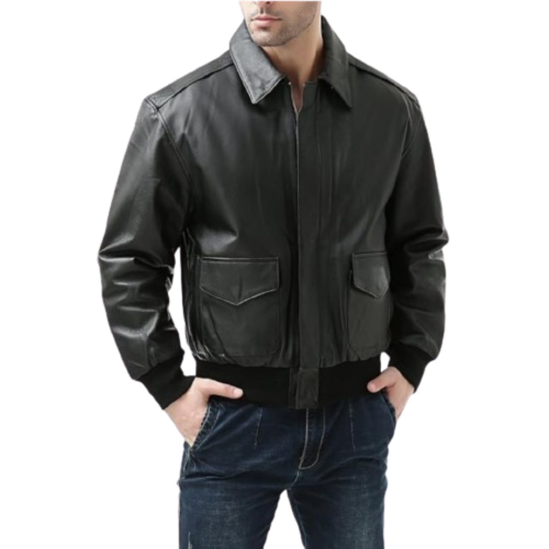 Air Force Flight Bomber Jacket - A-2 Leather Jacket Black Bomber Jackets