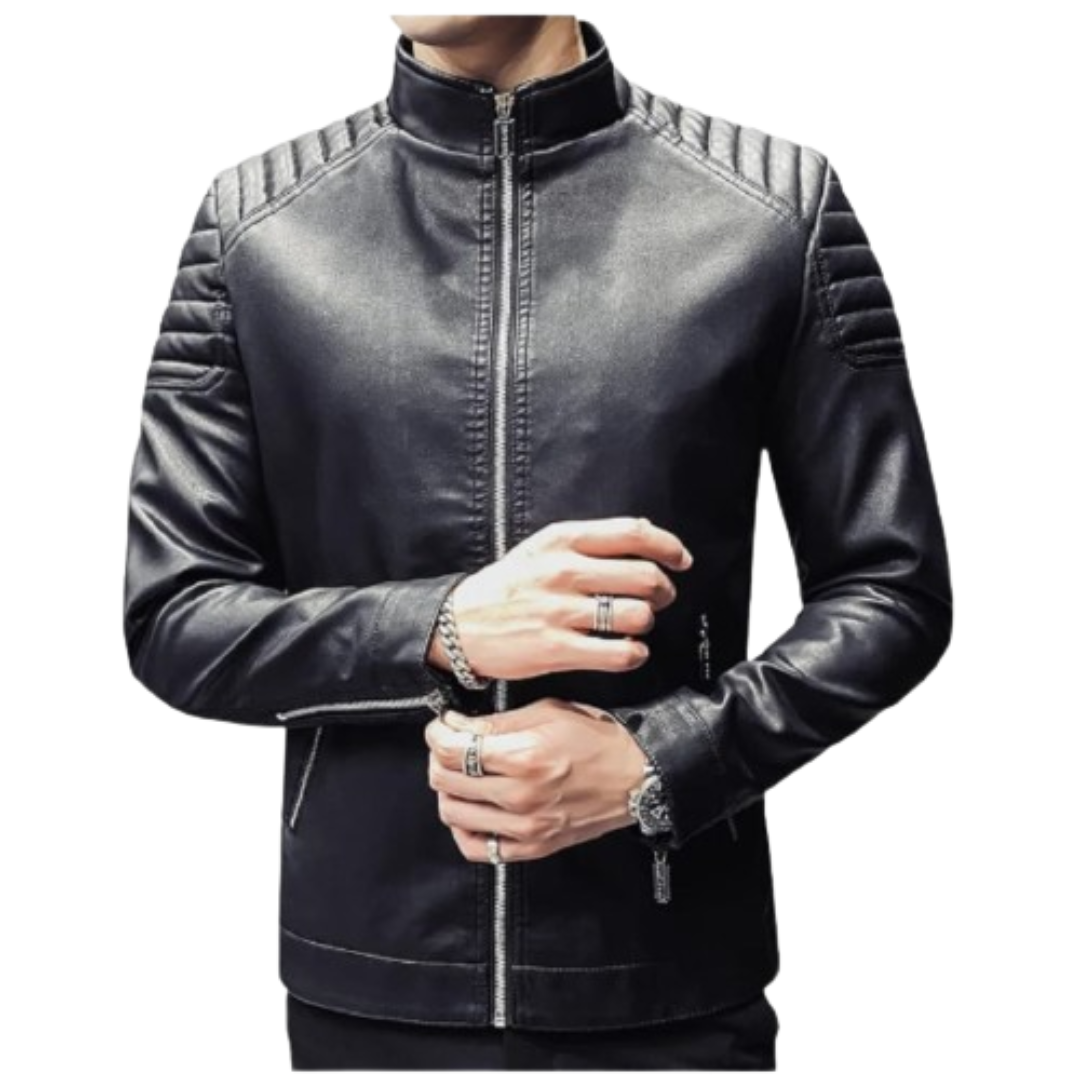 Black Leather Biker Jacket - Motorcycle Jacket Black Bomber Jackets