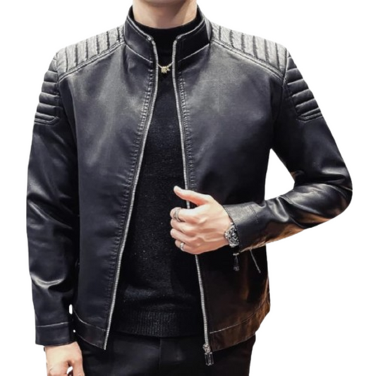 Black Leather Biker Jacket - Motorcycle Jacket Black Bomber Jackets