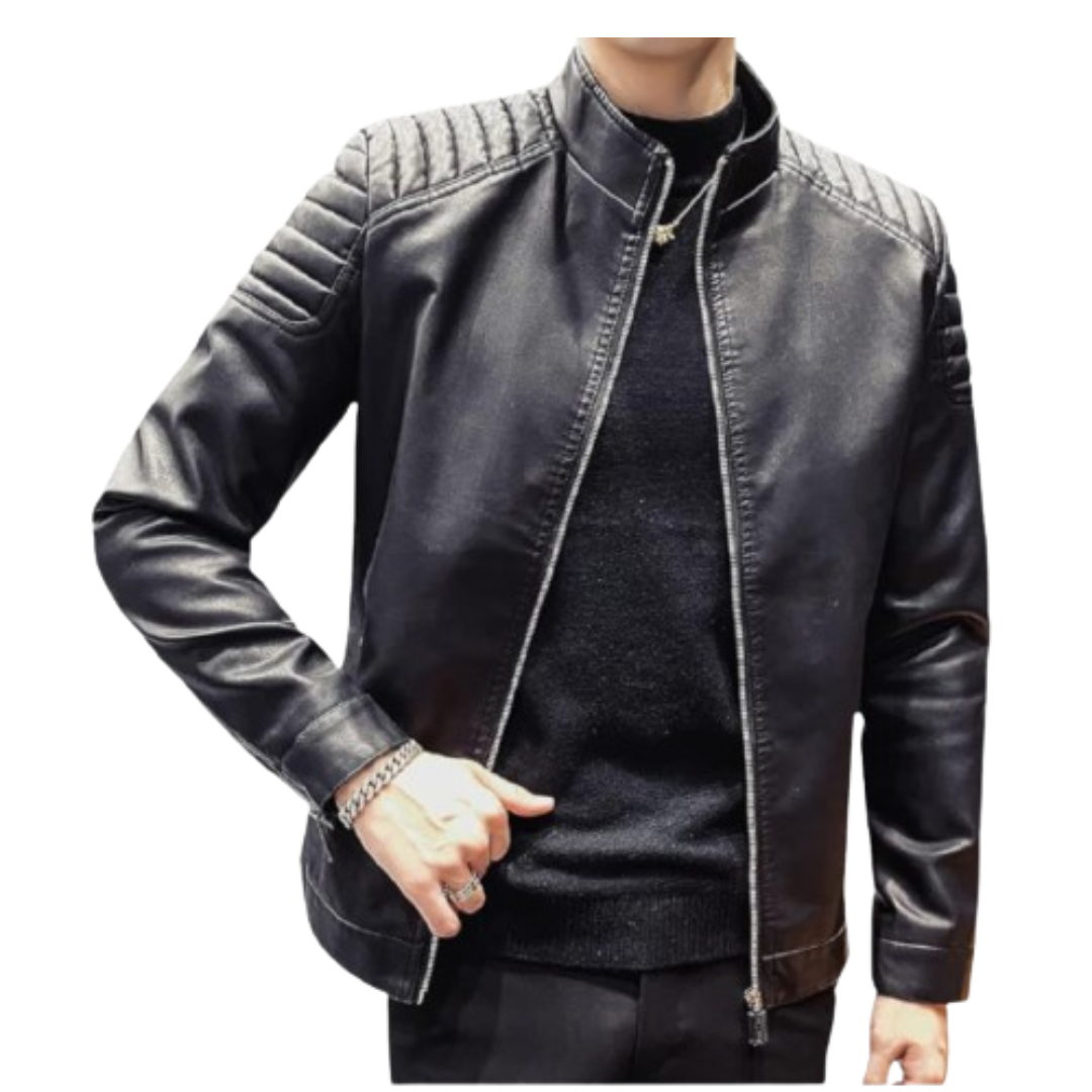 Black Leather Biker Jacket - Motorcycle Jacket Black Bomber Jackets