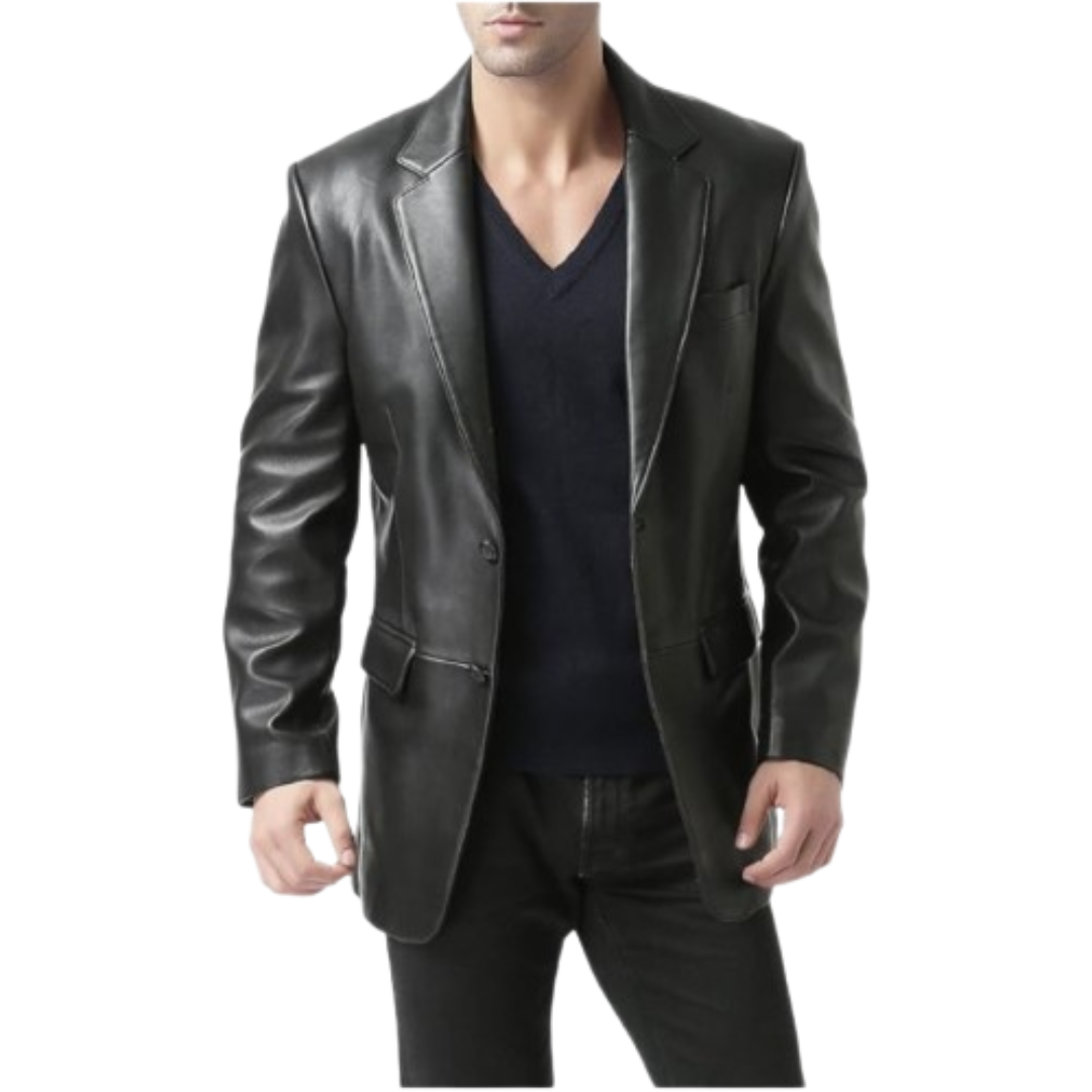 Black Leather Blazer Jacket for Men Black Bomber Jackets