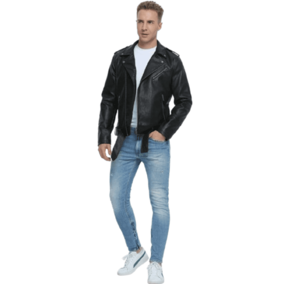 Black Leather Bomber Jacket For Men - Biker Jacket Black Bomber Jackets