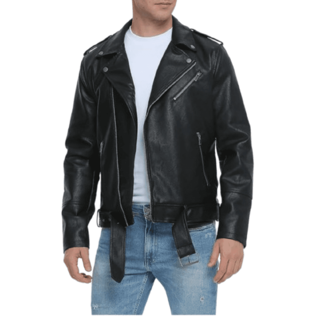 Black Leather Bomber Jacket For Men - Biker Jacket Black Bomber Jackets