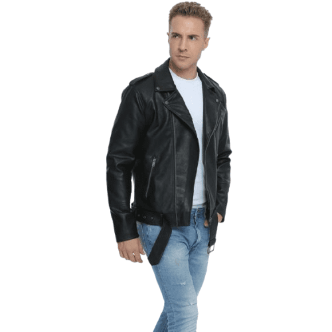 Black Leather Bomber Jacket For Men - Biker Jacket Black Bomber Jackets