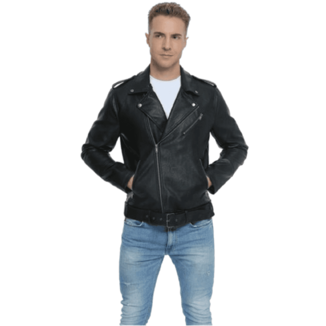 Black Leather Bomber Jacket For Men - Biker Jacket Black Bomber Jackets