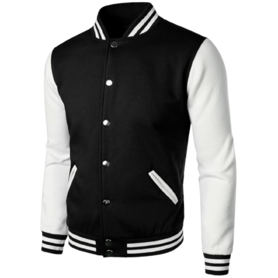 Black & White Leather Varsity Jacket Black Bomber Jackets