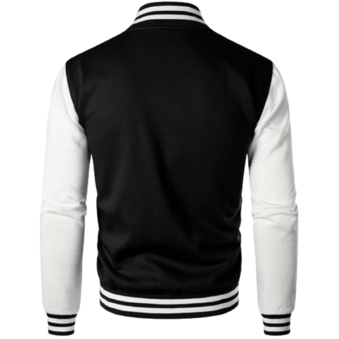 Black & White Leather Varsity Jacket Black Bomber Jackets