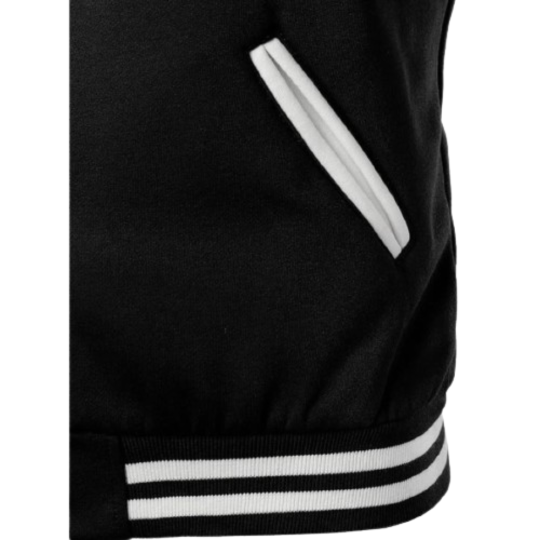 Black & White Leather Varsity Jacket Black Bomber Jackets