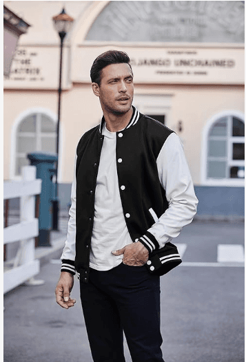 Black and White Leather Varsity Jacket Black Bomber Jackets