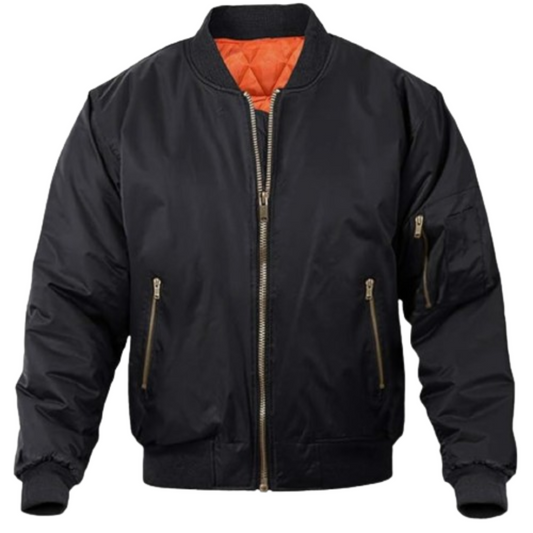 Casual Black Leather Bomber Jacket Black Bomber Jackets