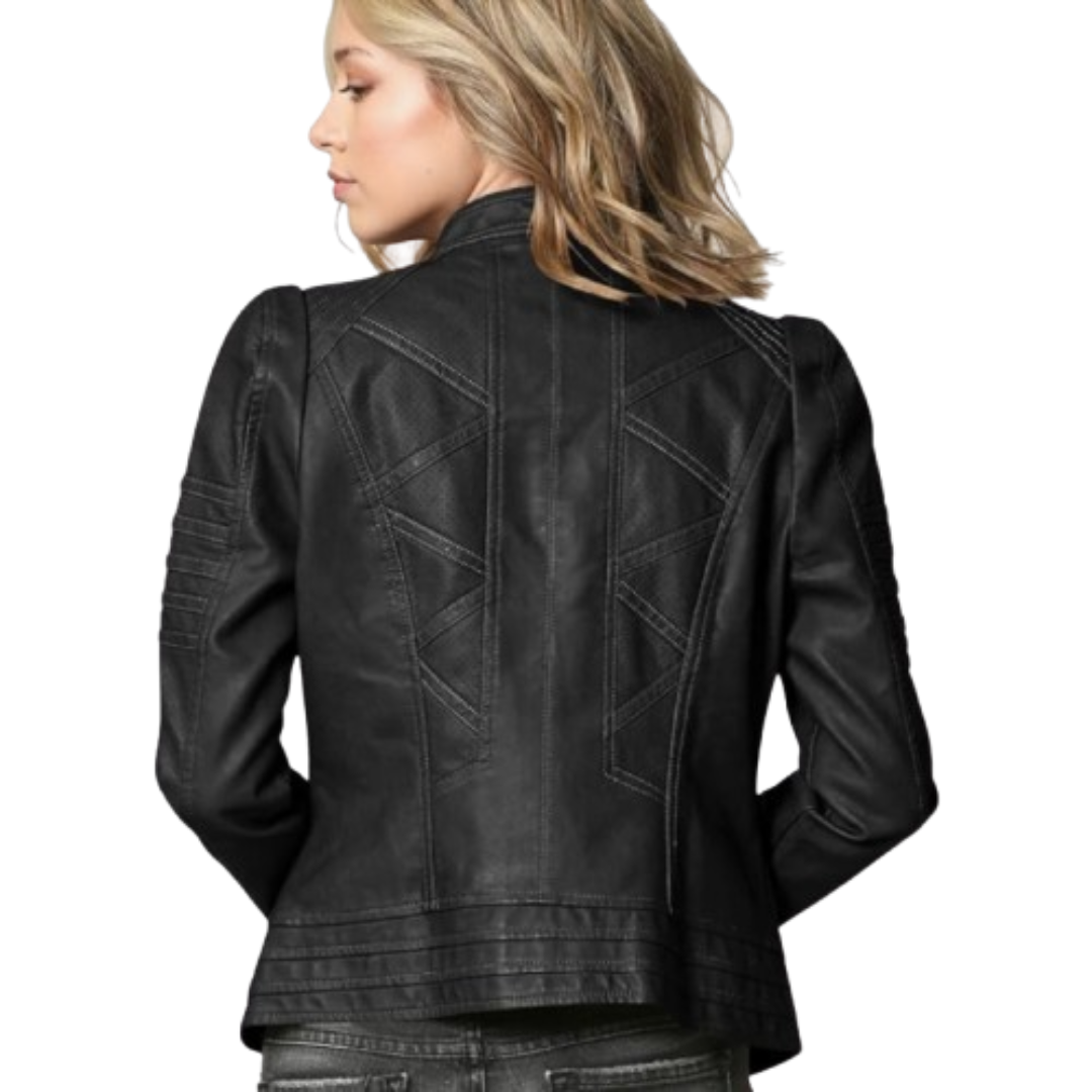 Faux Leather Biker Black Jacket Black Bomber Jackets