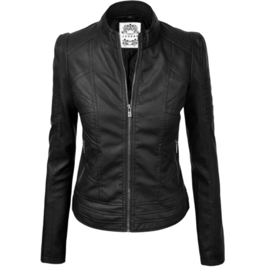 Faux Leather Biker Black Jacket Black Bomber Jackets