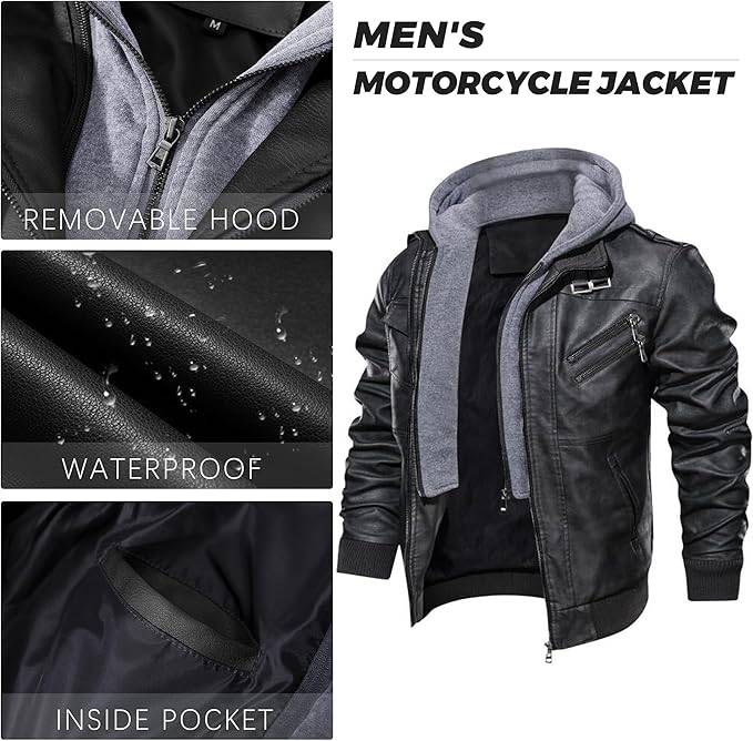 Faux Leather Jacket For Men Black Bomber Jackets