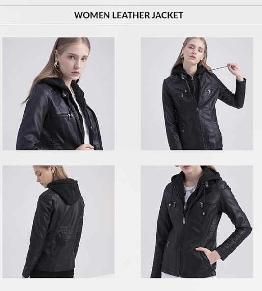 Faux Leather Jacket For Women Black Bomber Jackets