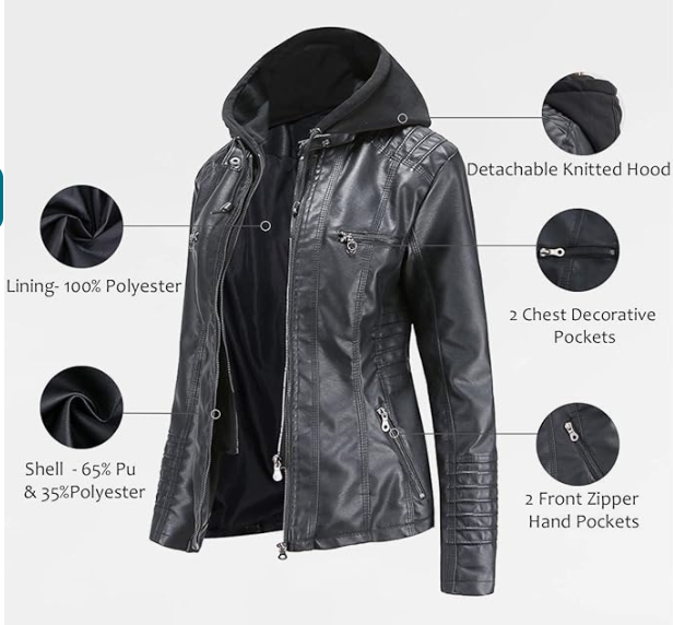 Faux Leather Jacket For Women Black Bomber Jackets