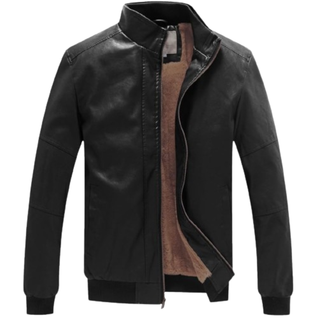 Fleece Lined Bomber Faux Leather Jacket Black Bomber Jackets