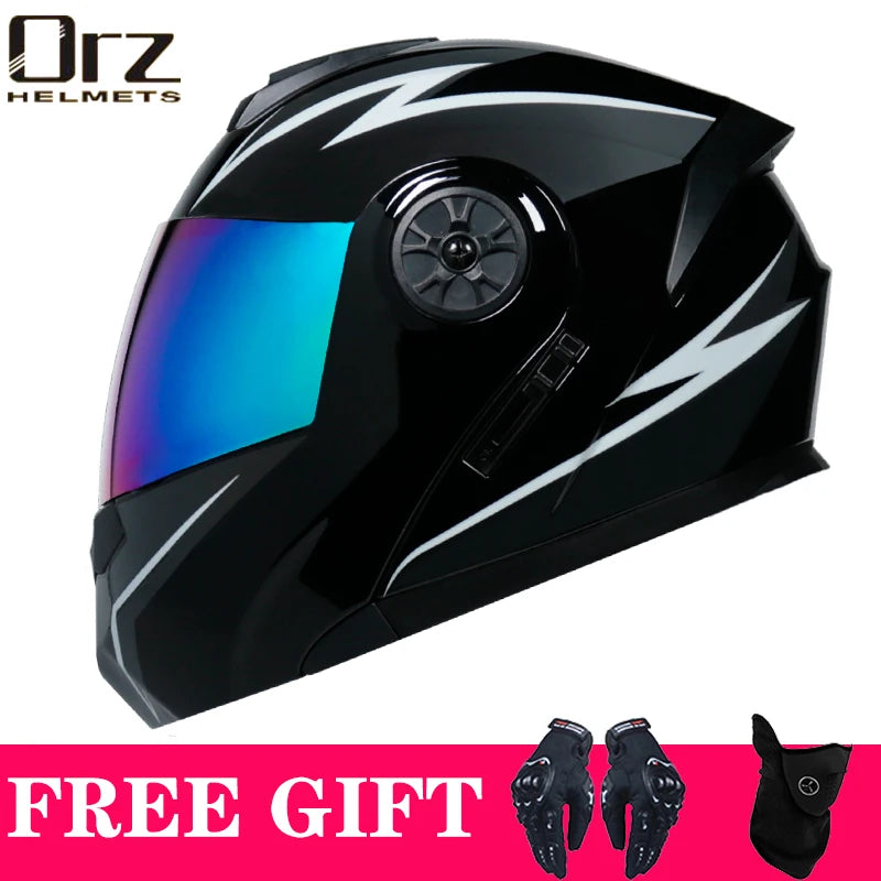 Latest DOT Approved Safety Modular Flip Motorcycle Helmet Voyage Racing Dual Lens Helmet Interior Visor