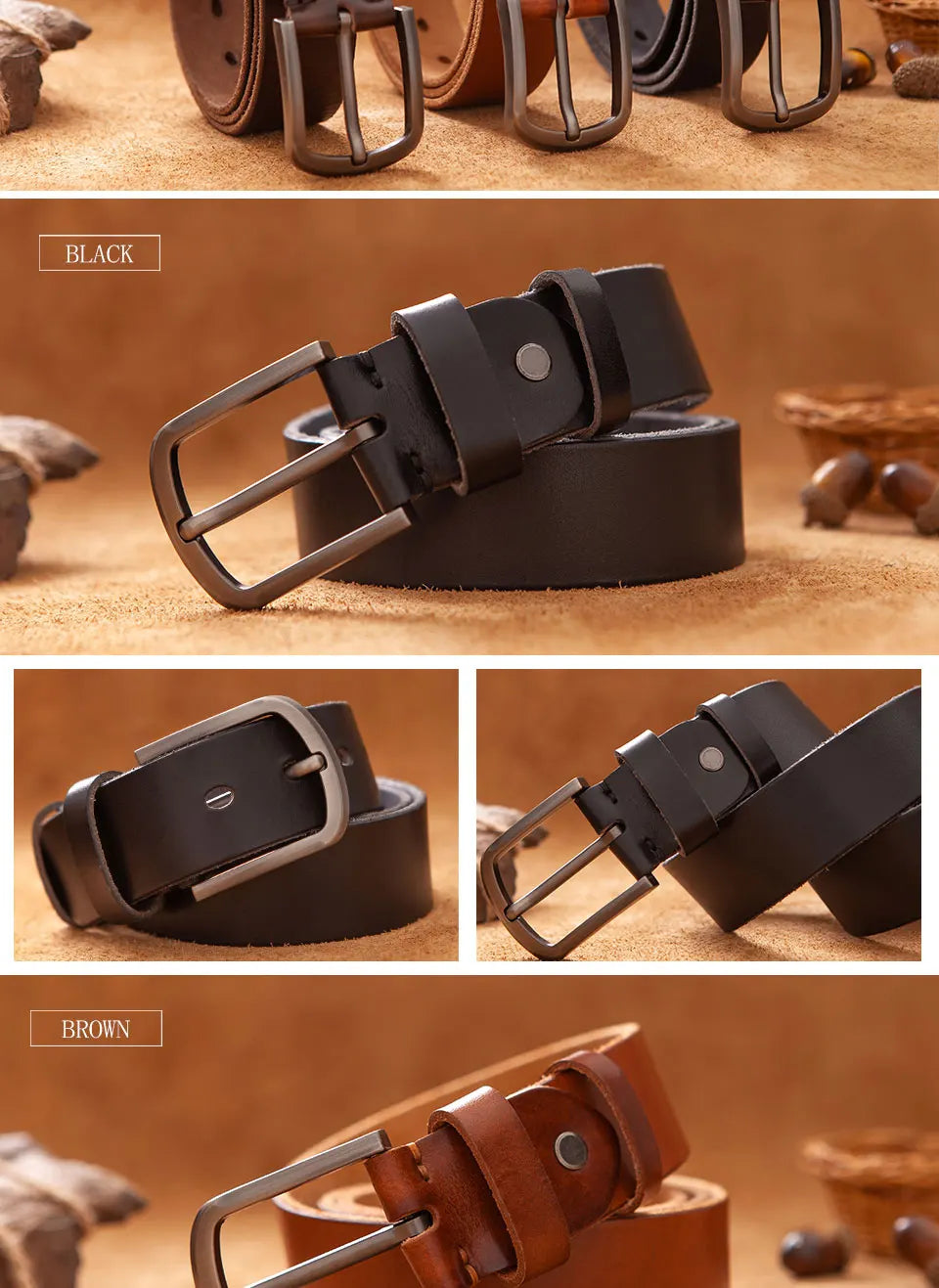 Top Cowhide Genuine Leather Belt for Men