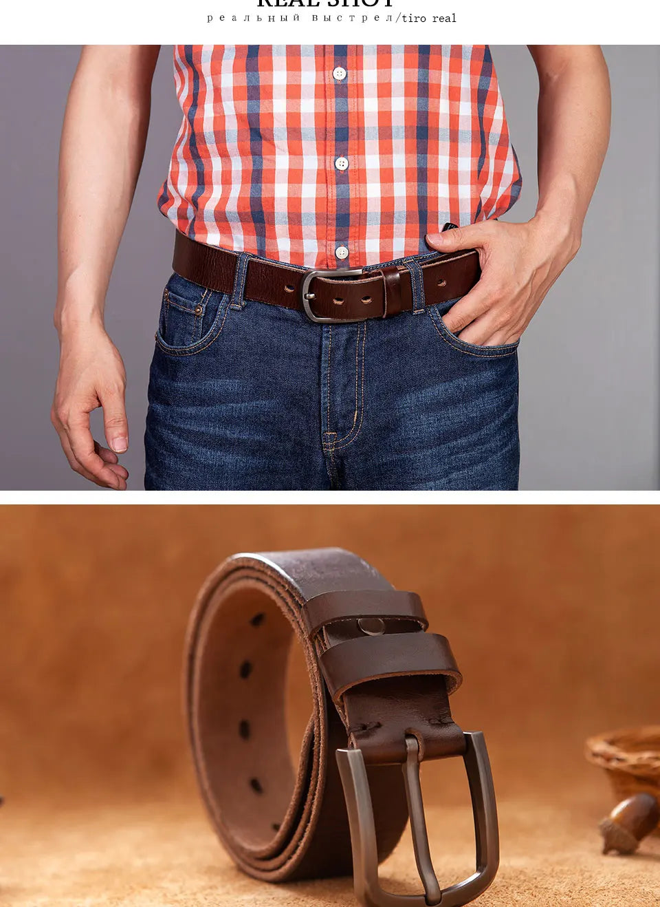 Top Cowhide Genuine Leather Belt for Men