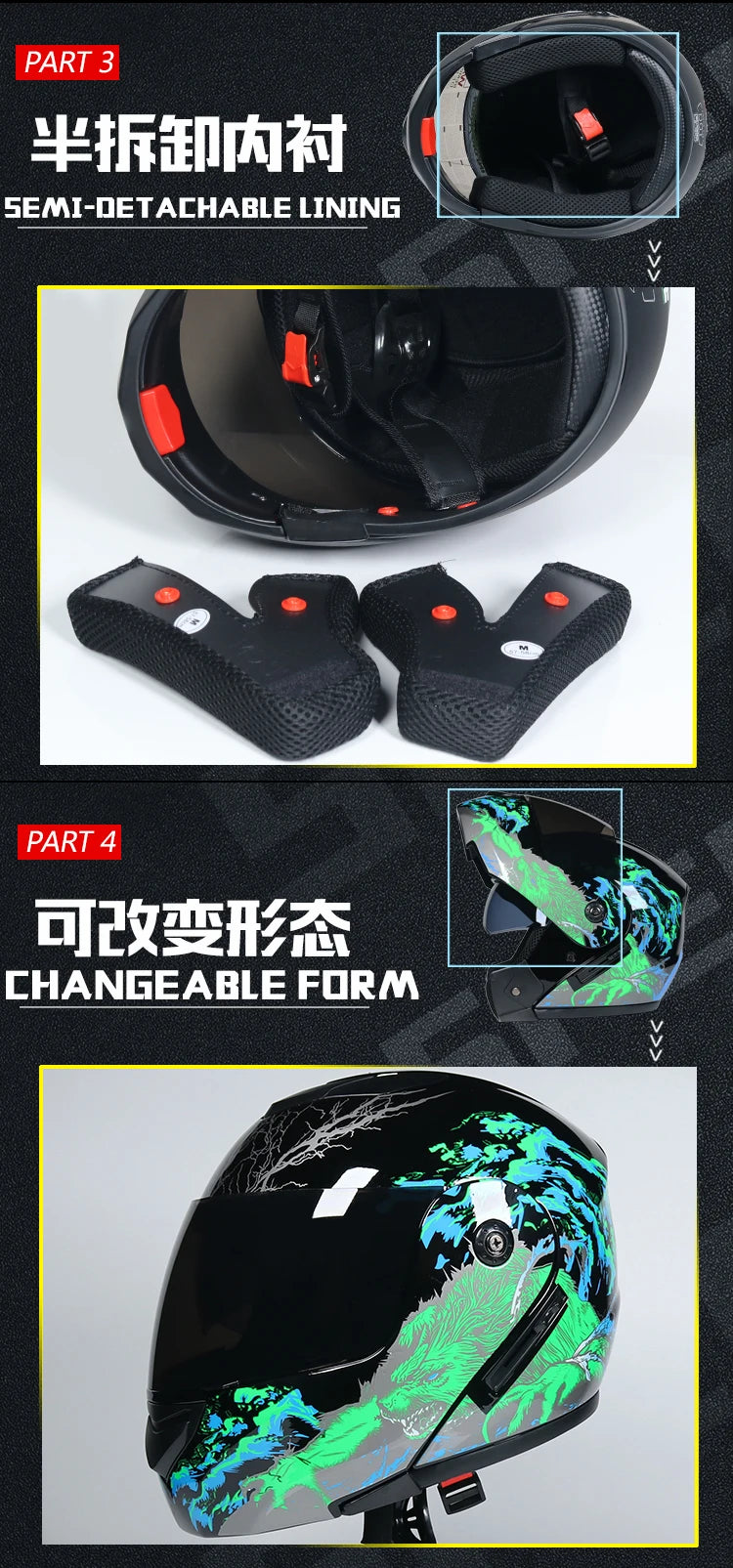 Casco capacetes double dual lens helmet motorcycle helmet full face helmets downhill racing helmets motorfiets helm