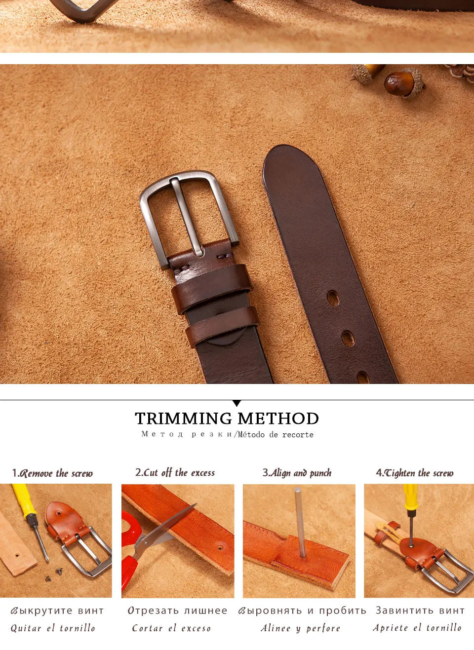 Top Cowhide Genuine Leather Belt for Men