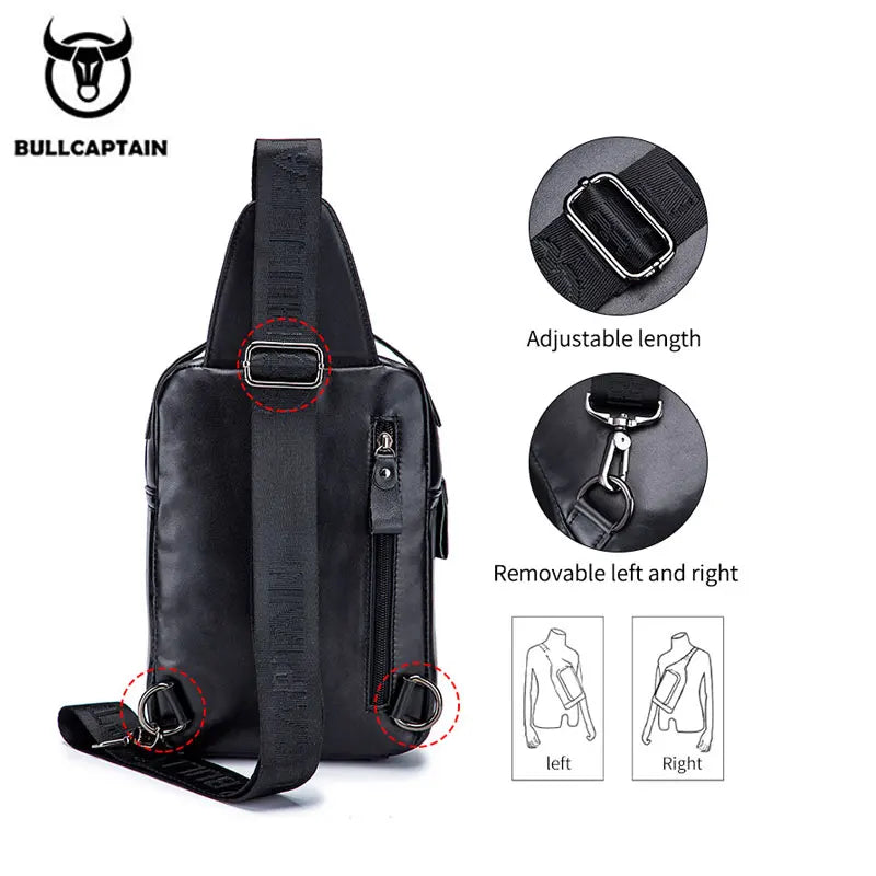 BULLCAPTAIN Genuine Leather Men's Chest Bag