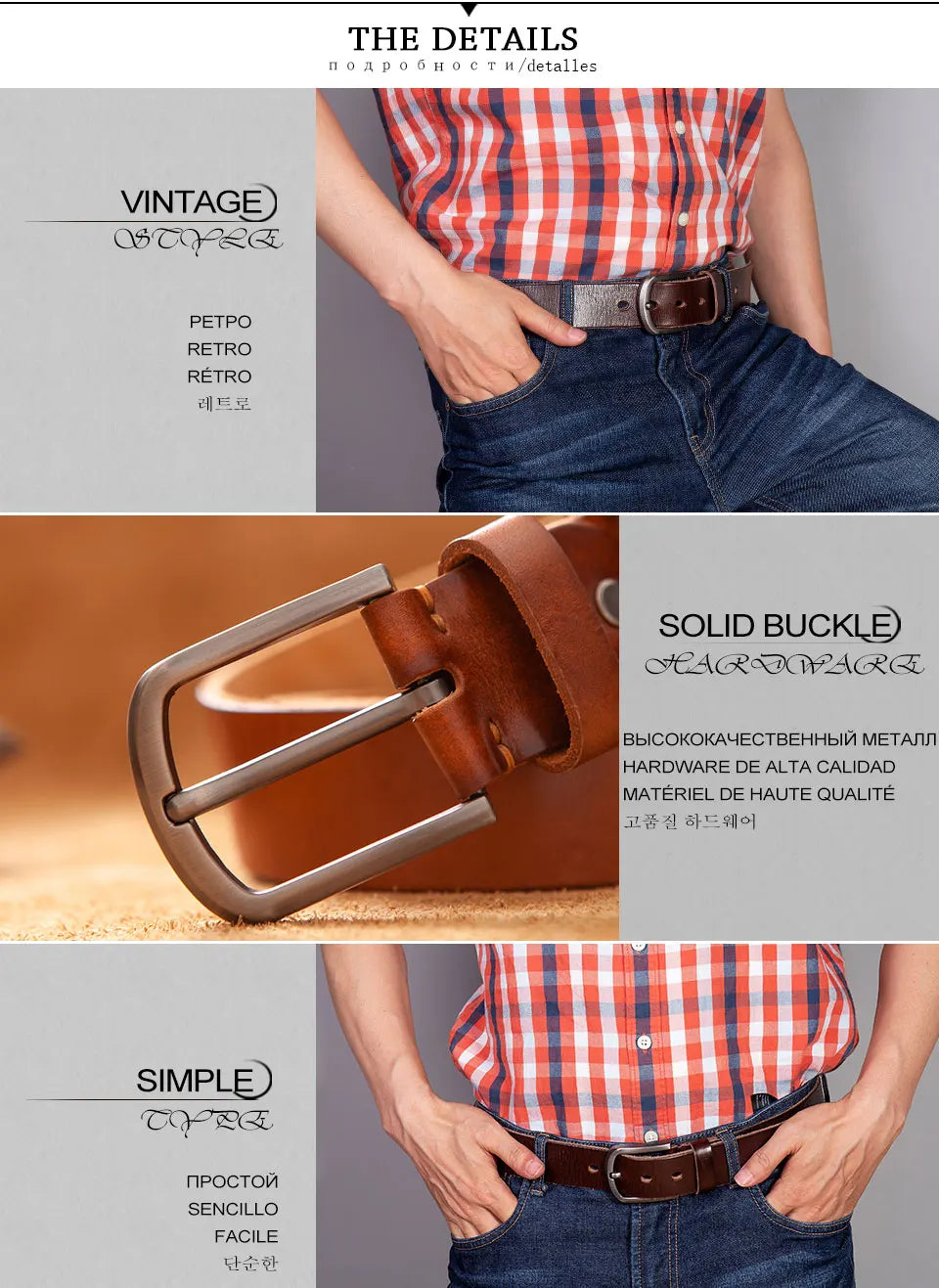 Top Cowhide Genuine Leather Belt for Men