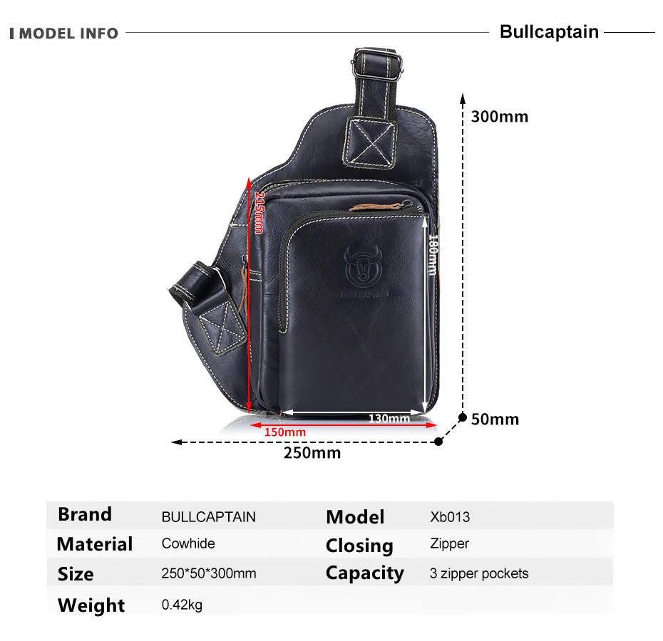 BULLCAPTAIN Soft Leather Chest Bag