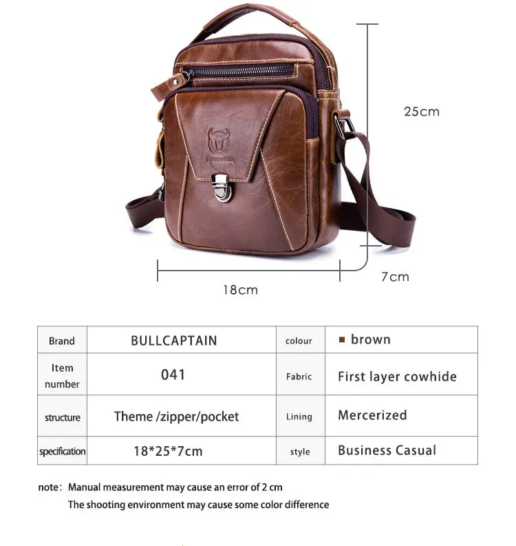 BULLCAPTAIN Men's Leather Shoulder Bag