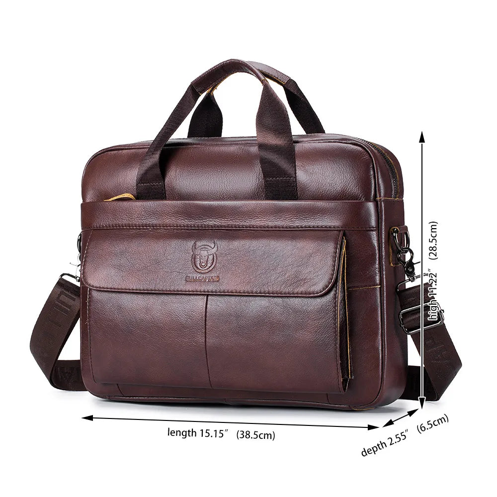 BULLCAPTAIN Leather Briefcase Bag for Men