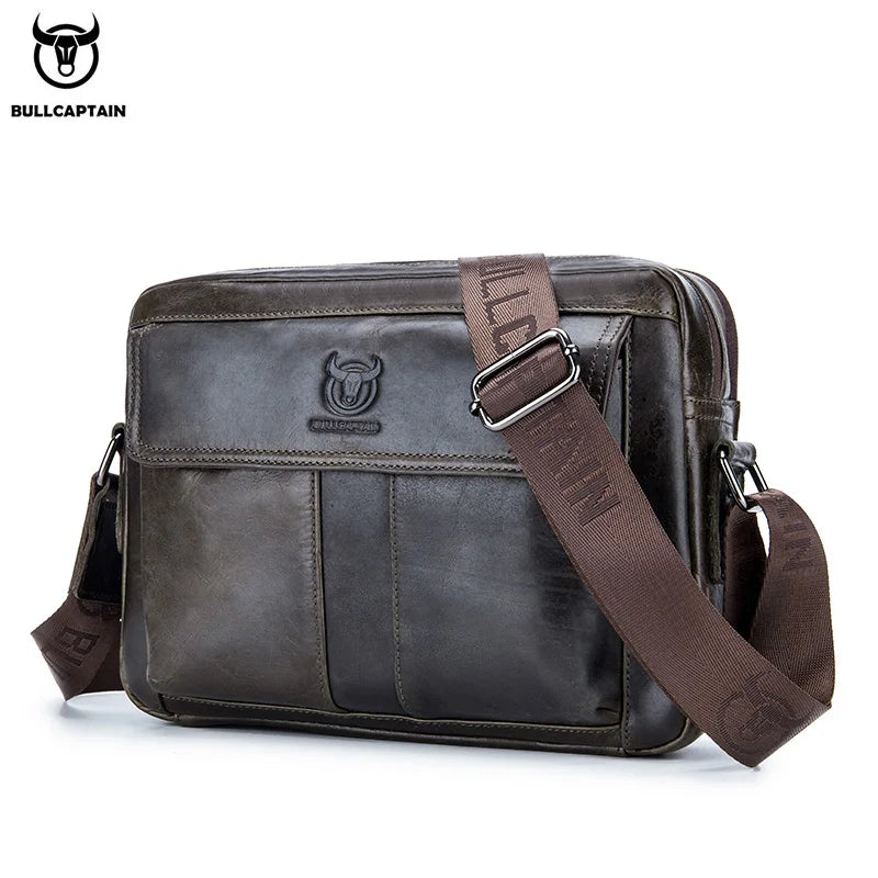 BULLCAPTAIN Leather Men's Business Briefcase Bag