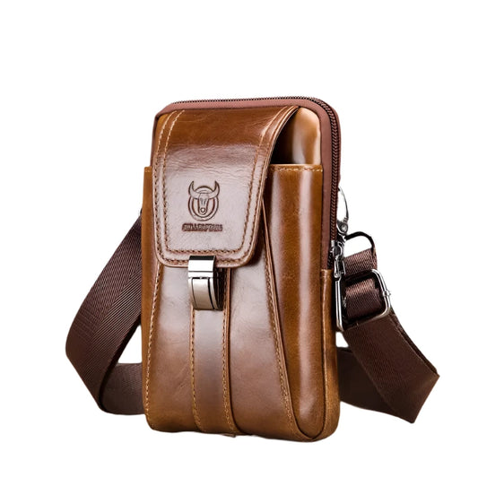 BULLCAPTAIN Men's Leather Waist Bag