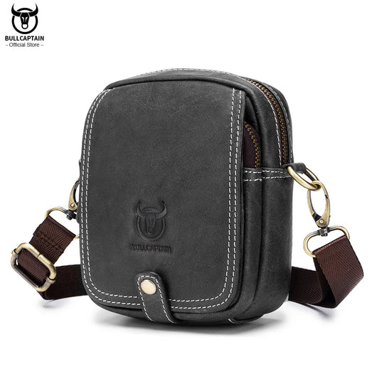 BULLCAPTAIN Men's Leather Shoulder Messenger Bag