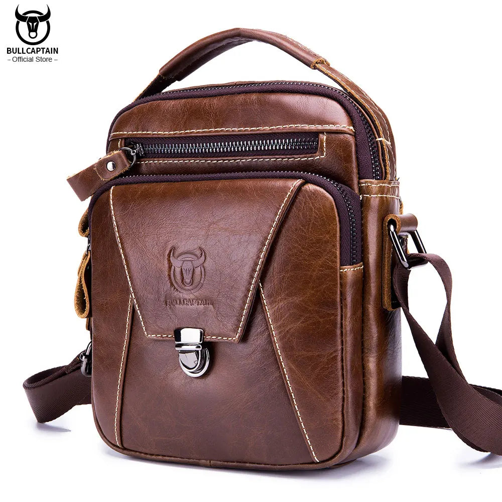 BULLCAPTAIN Men's Leather Shoulder Bag