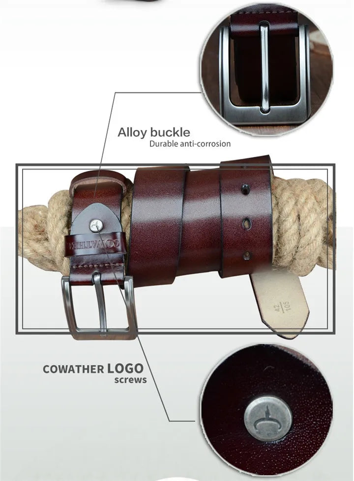 COWATHER Men's Cowhide Leather Belt XF002