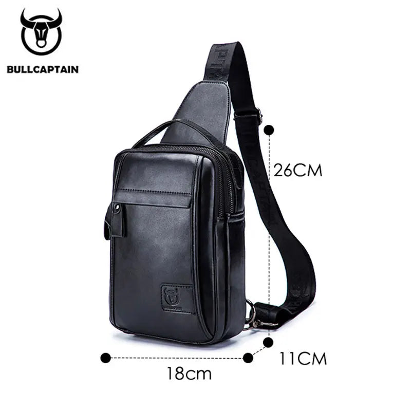 BULLCAPTAIN Genuine Leather Men's Chest Bag