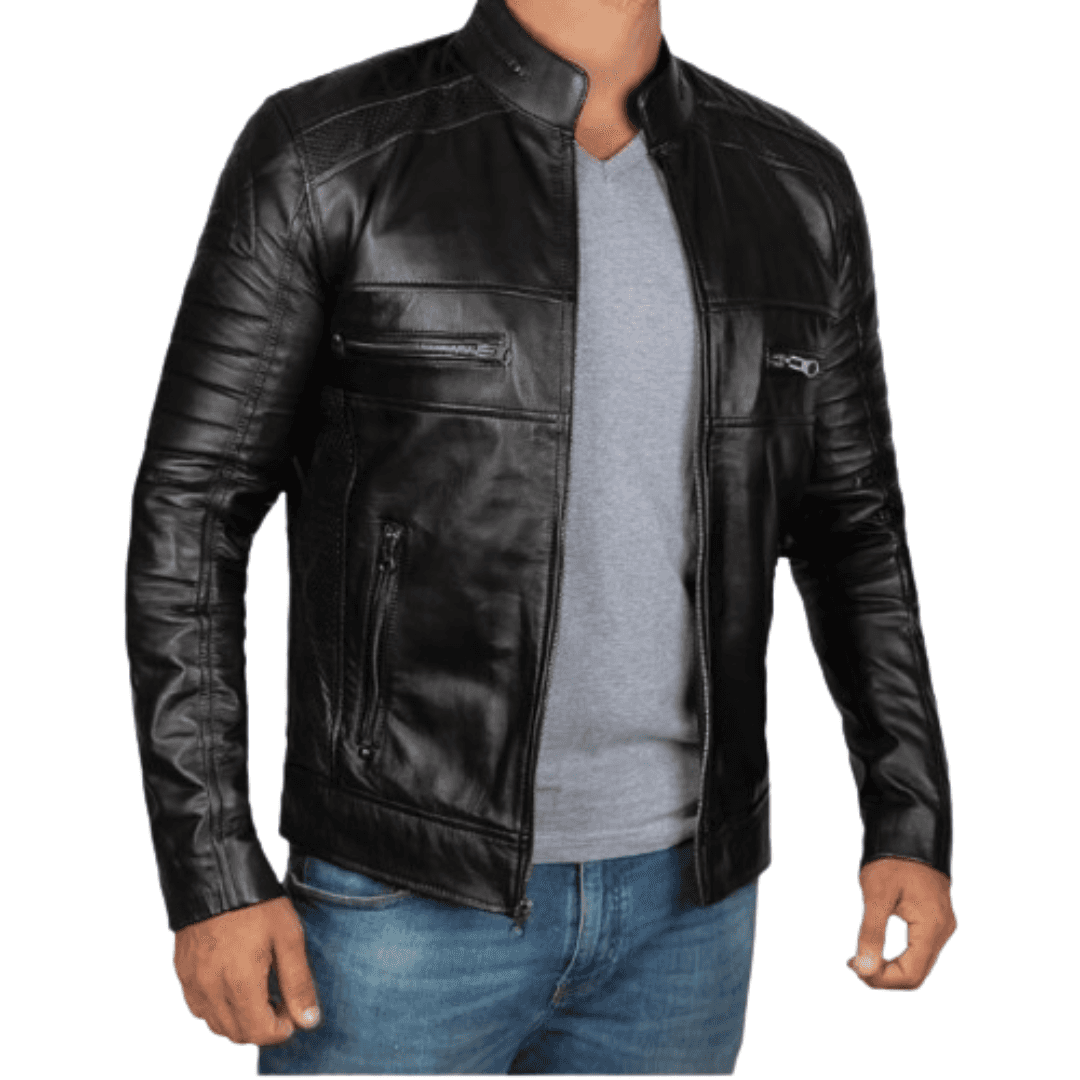 Lambskin Leather Jacket Black Bomber Jackets