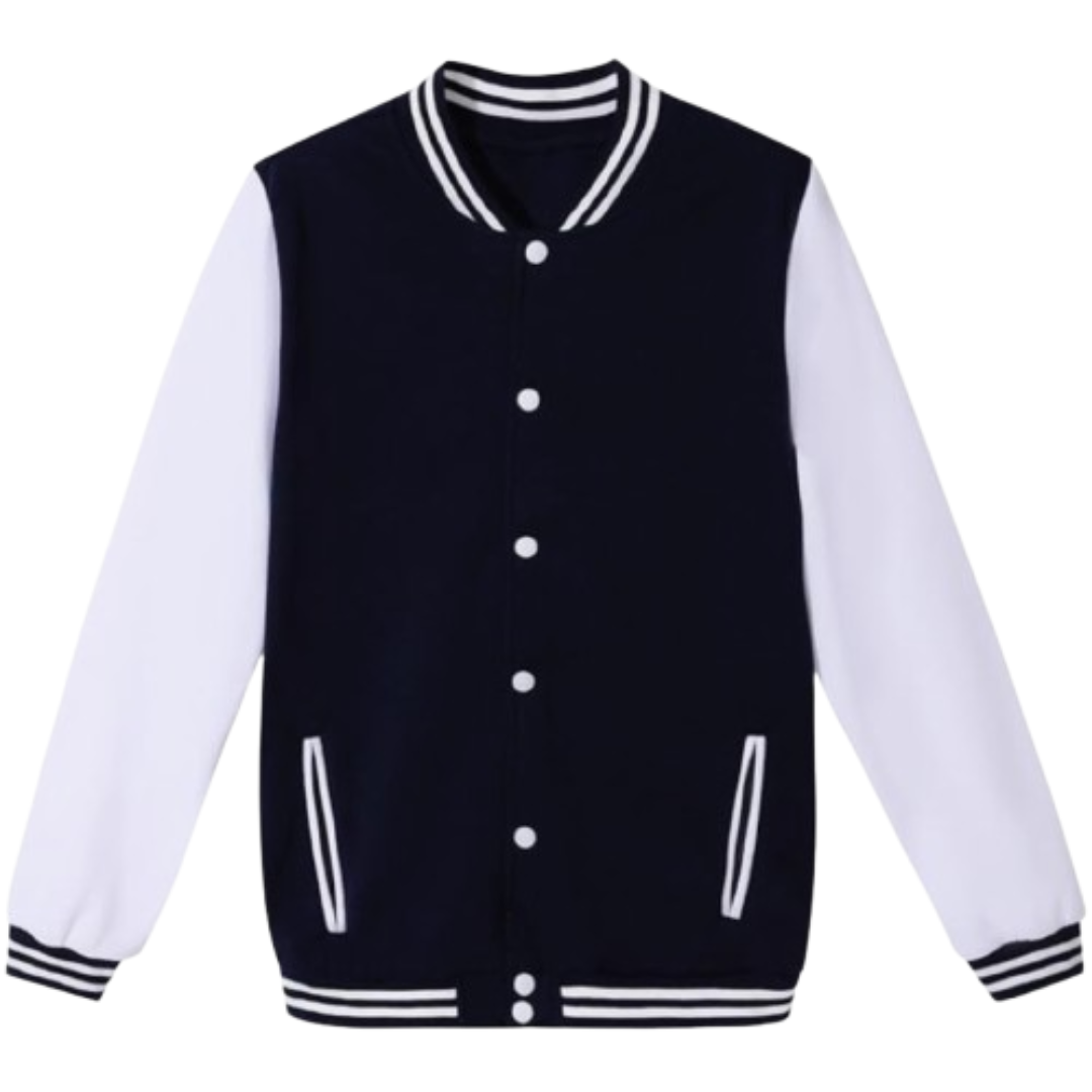 Long Sleeve Varsity Jacket Unisex Black Bomber Jackets