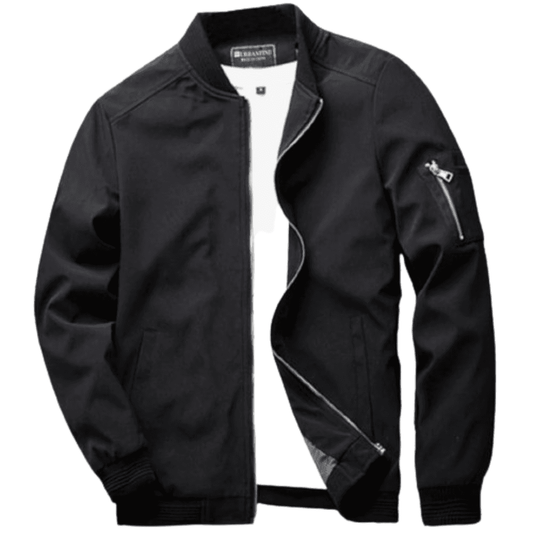 Men's Black Leather Bomber Jacket Black Bomber Jackets