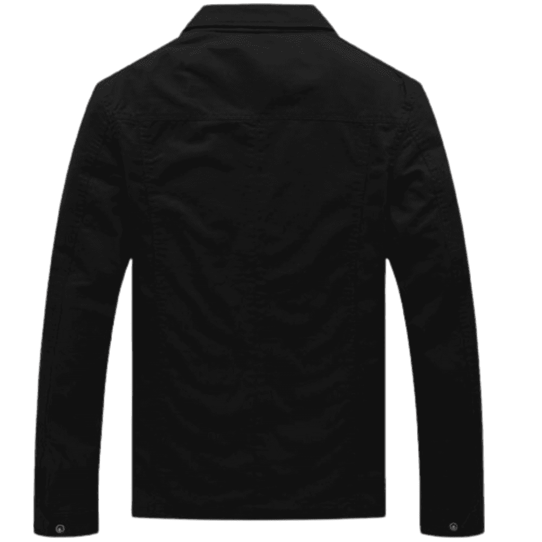 Men's Casual Canvas Cotton Military Lapel Jacket Black Bomber Jackets