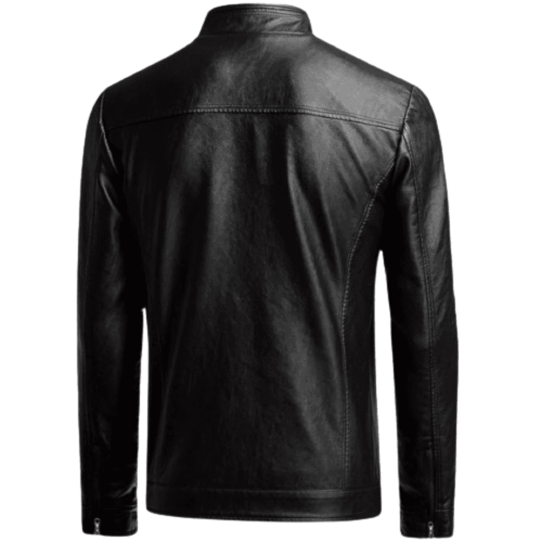 Men's Casual Faux Leather Jacket Black Bomber Jackets