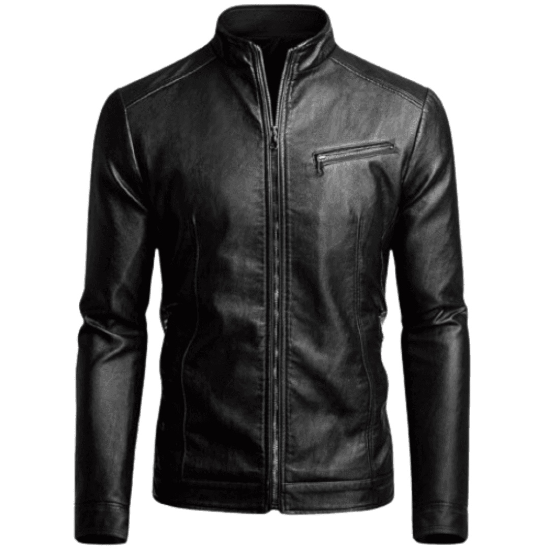 Men's Casual Faux Leather Jacket Black Bomber Jackets